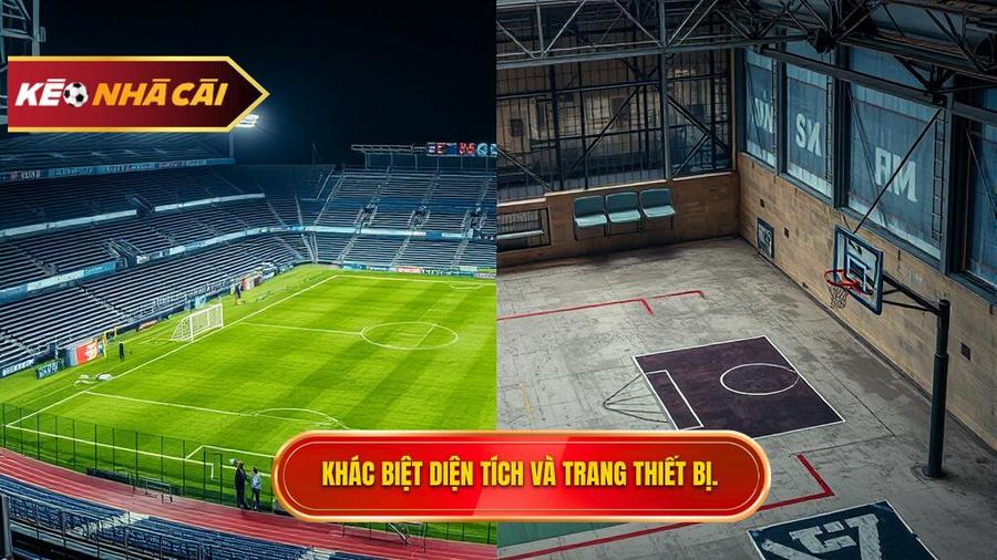 Sự khác biệt về diện tích sân và trang thiết bị